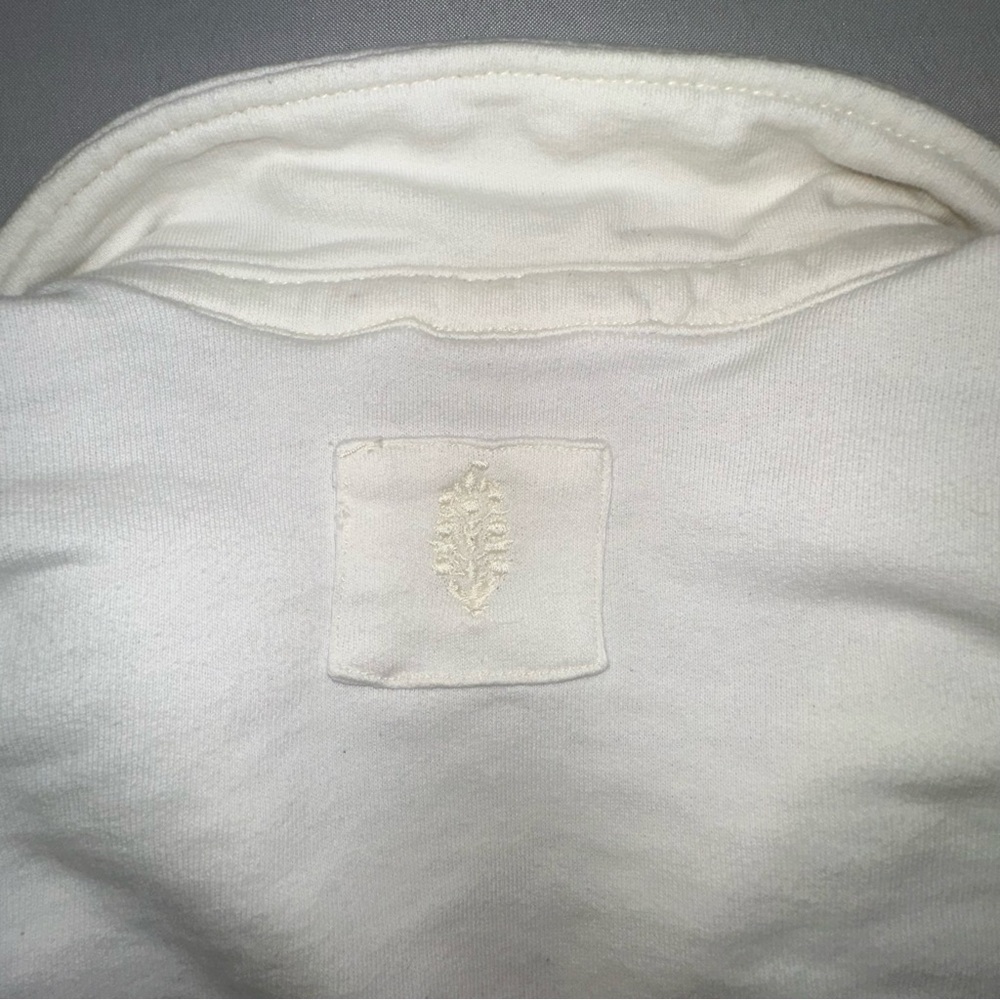 FP Movement Free People White French Terry V-Neck Oversized Polo Sweatshirt Lg - Picture 10 of 15